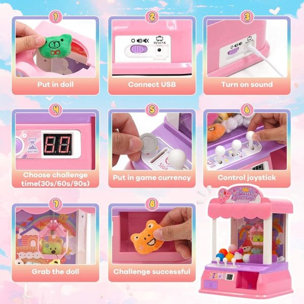 Klauwmachine - mini klauwmachine - snoep gashapon machine (roze) - Afbeelding 6